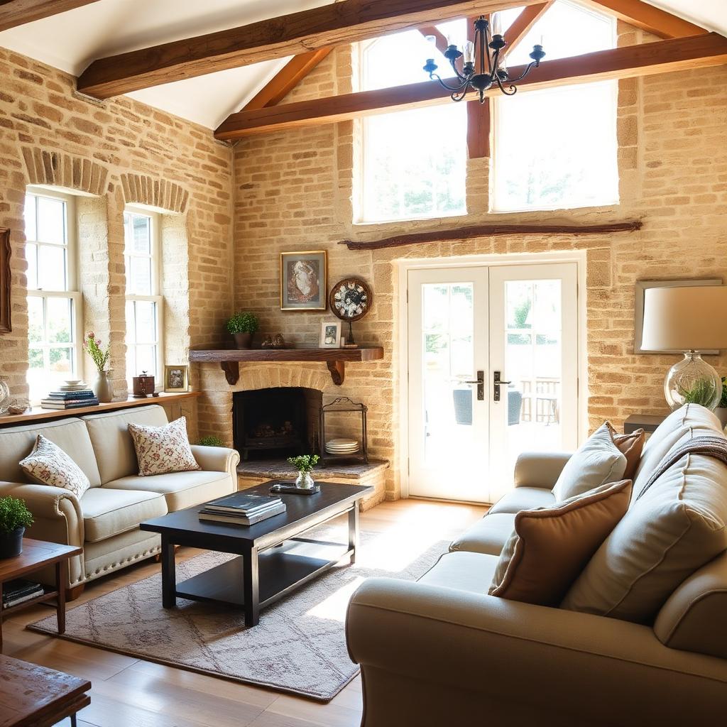 Beautifully cleaned Derbyshire stone cottage interior with sunlit living room
